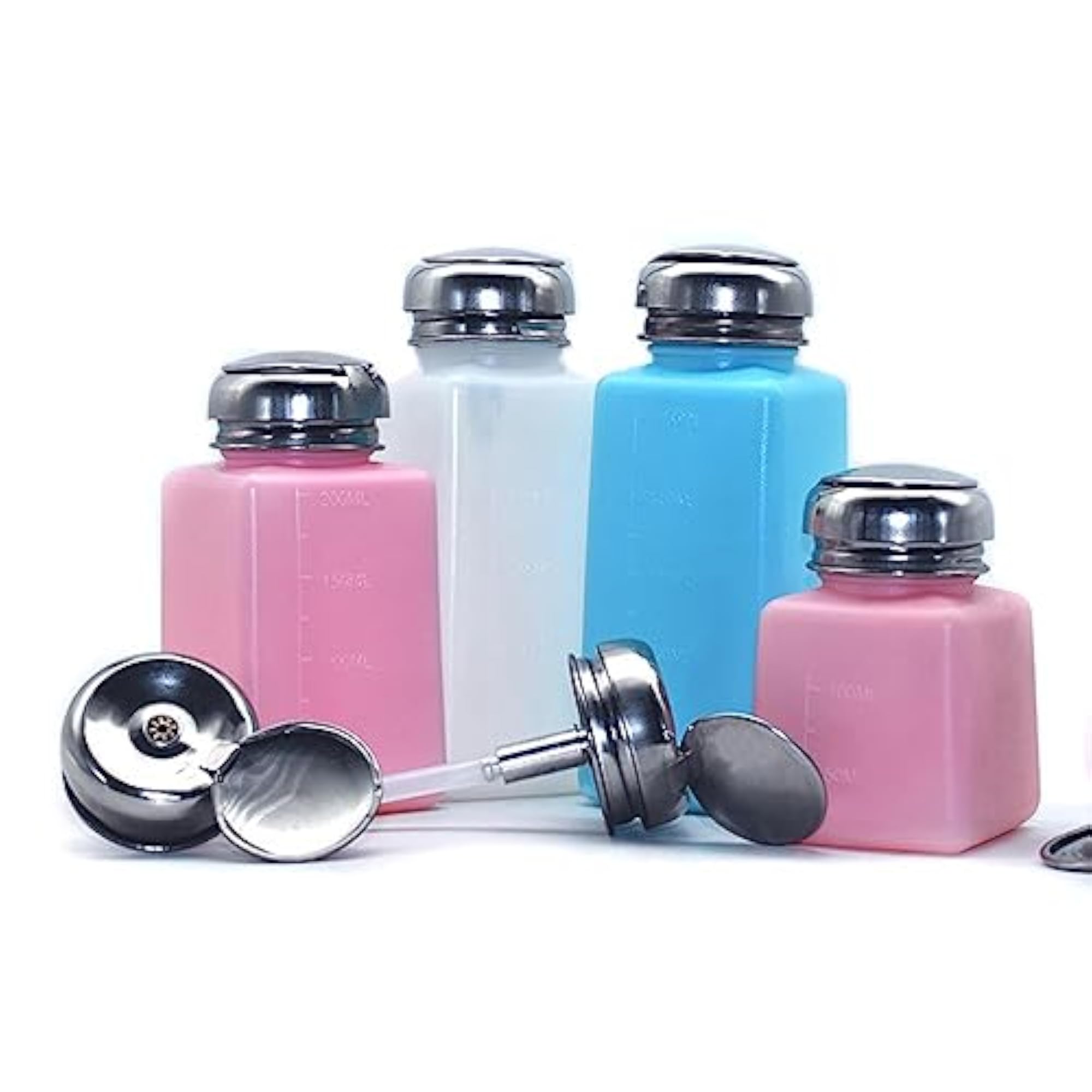 4x Push Down Empty Pump Dispenser Bottle Set